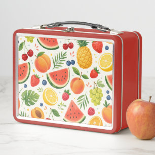 Sommer-Fruchtmuster Stoff   Tropische Wassermelone Metall Brotdose