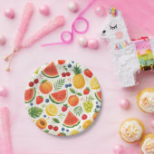 Sommer-Fruchtmuster Stoff | Tropische Wassermelone Pappteller (Party)