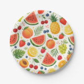 Sommer-Fruchtmuster Stoff | Tropische Wassermelone Pappteller (Vorderseite)