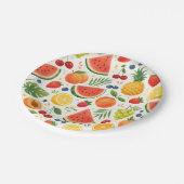 Sommer-Fruchtmuster Stoff | Tropische Wassermelone Pappteller (Schrägansicht)