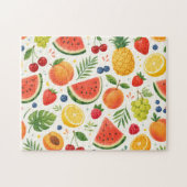 Sommer-Fruchtmuster Stoff | Tropische Wassermelone Puzzle (Horizontal)