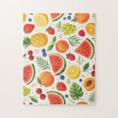 Sommer-Fruchtmuster Stoff | Tropische Wassermelone Puzzle (Vertikal)