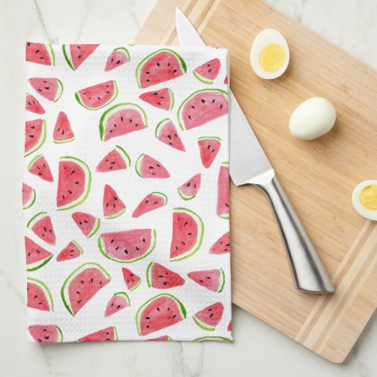 Sommer Fruchtsommer Wassermelonen Wasserfarben Geschirrtuch (Viertel Falte)