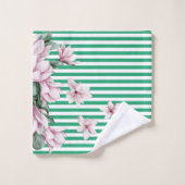 Sommer, Frühling, Magnolienprint Badhandtuch Set (Waschlappen)