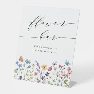 Sommer-Frühlings-Wildblumen-Blumen-Bar-Hochzeitsdu Sockelschild