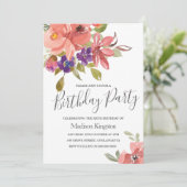 Sommer Frühlingsblumen Moderne Geburtstagsparty la Einladung (Stehend Vorderseite)