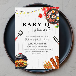 Sommer-Garten-Barbecue-Baby-Q-Baby-Shower Einladung