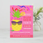 Sommer Geburtstag Ananas Einladung (Stehend Vorderseite)