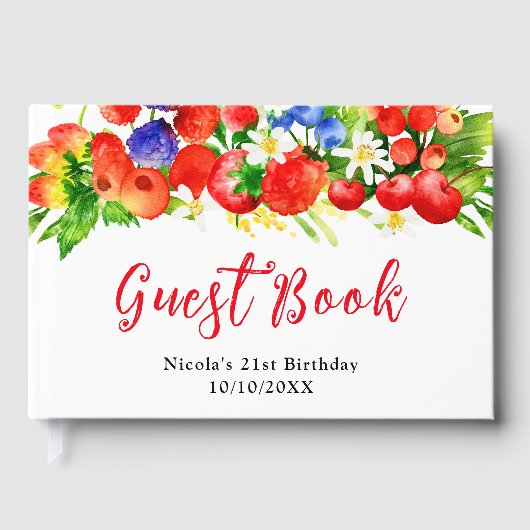 Sommer-Geburtstag mit gemischten Beeren Gästebuch (Vorderseite)