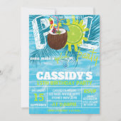 Sommer Geburtstag Pool Party Kokosnuss Einladung (Vorderseite)