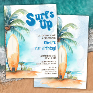 Sommer-Geburtstags-Einladung zum Surfen an den Str Einladung