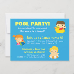 Sommer Geburtstags Poolparty Einladungen