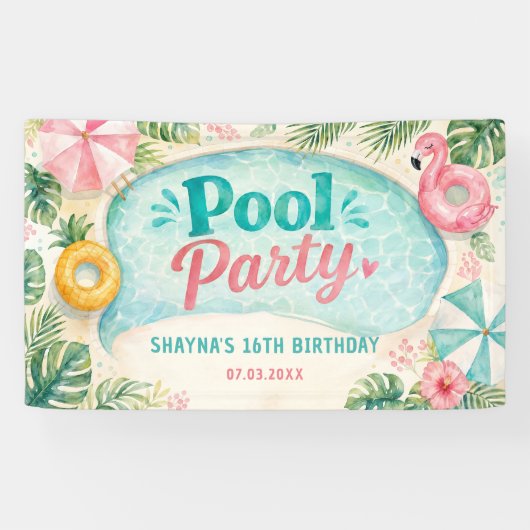 Sommer Geburtstagsfeier am Pool Banner (Horizontal)