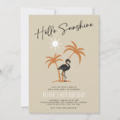Sommer Geburtstagsfeier Flamingo Einladung (Vorderseite)