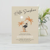 Sommer Geburtstagsfeier Flamingo Einladung (Stehend Vorderseite)