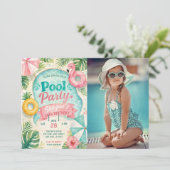 Sommer-Geburtstagsfeier-Foto am Pool Einladung (Stehend Vorderseite)