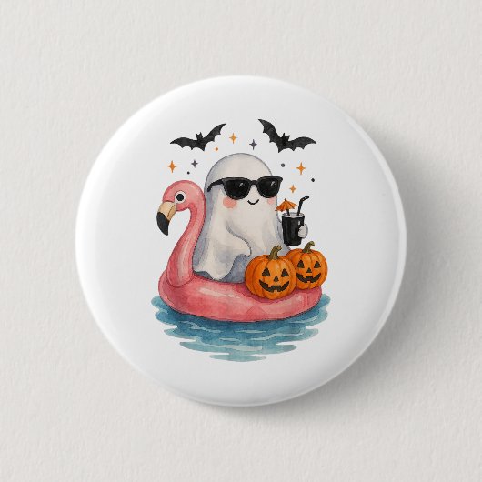 Sommer-Geist-Wasserfarbe Süßer Geist Mit Flamingo Button (Vorderseite)