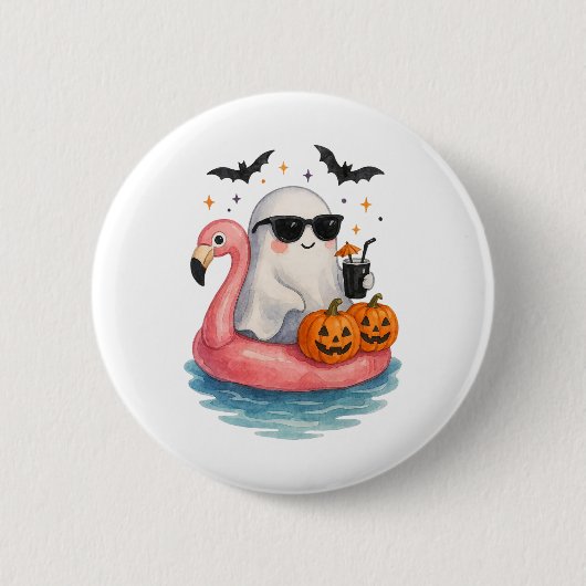 Sommer-Geist-Wasserfarbe Süßer Geist mit Flamingo Button (Vorderseite)