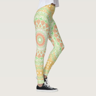 Sommer Gelb und Grün Mandala Muster Design Leggings