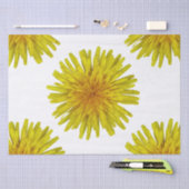 Sommer-gelbe Löwenzahn-Blume auf irgendeiner Farbe Seidenpapier (Handwerk)