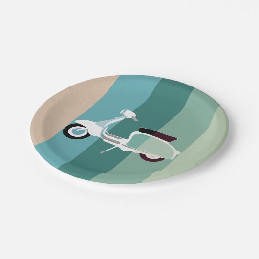 Sommer-gestreifter Retro Pappteller (Schrägansicht)