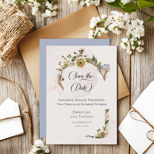 Sommer getrocknete Wildblumen-Hochzeit Save The Date