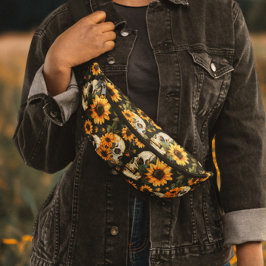 Sommer-Gothschädel und Sonnenblumen Spooky Bauchtasche