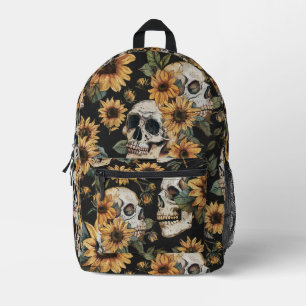 Sommer-Gothschädel und Sonnenblumen Spooky Bedruckter Rucksack