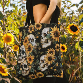 Sommer-Gothschädel und Sonnenblumen Spooky Tasche