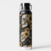 Sommer-Gothschädel und Sonnenblumen Spooky Trinkflasche (Rückseite)