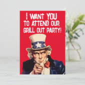 SOMMER GRILL AUS GRILLEN PARTY UNCLE GLEICHE EINLA EINLADUNG (Stehend Vorderseite)