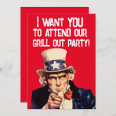 SOMMER GRILL AUS GRILLEN PARTY UNCLE GLEICHE EINLA EINLADUNG (Vorne/Hinten)