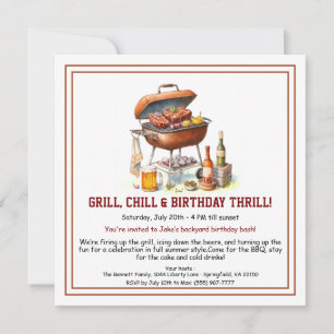 Sommer-Grill-Geburtstagseinladung mit Bier Hinterh Feiertagskarte