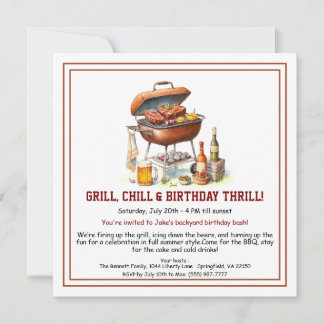 Sommer-Grill-Geburtstagseinladung mit Bier Hinterh Feiertagskarte