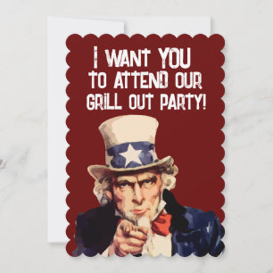 SOMMER GRILLEN GRILLEN PARTY UNCLE SAM EINLADUNGEN