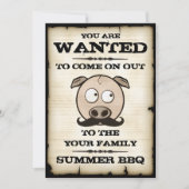 Sommer-GRILLEN Mustache Pig Gewollt Einladungen (Vorderseite)