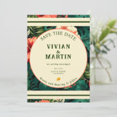 Sommer Grüne tropische Flora retten das Datum Einladung (Stehend Vorderseite)