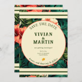 Sommer Grüne tropische Flora retten das Datum Einladung (Vorne/Hinten)