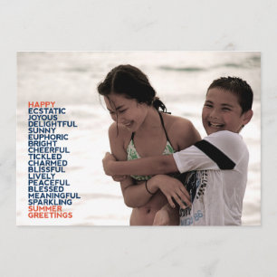 Sommer Grüße Adjektive flach Karte