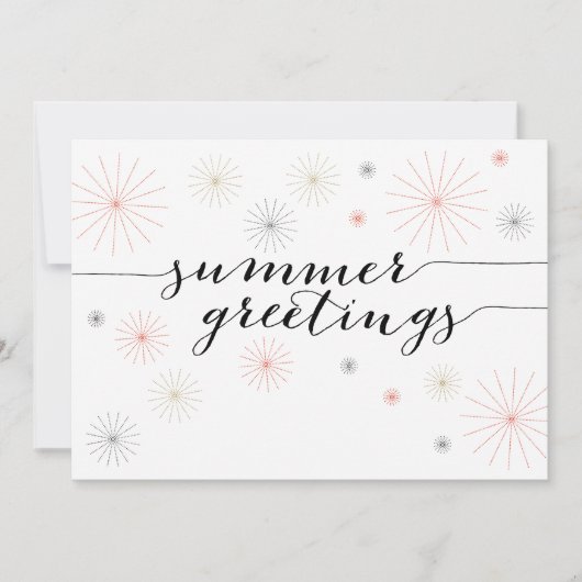 Sommer Grüße Feuerwerke flach Karte (Vorderseite)