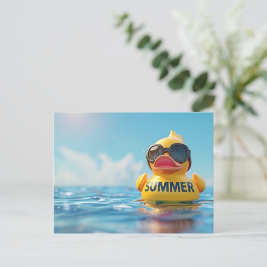 Sommer, Gummiente, Postüberquerung Postkarte (Stehend Vorderseite)