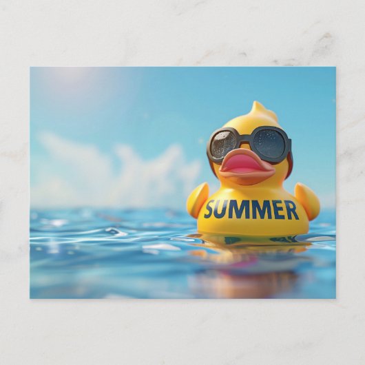 Sommer, Gummiente, Postüberquerung Postkarte (Vorderseite)