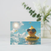 Sommer, Gummiente, Postüberquerung Postkarte (Stehend Vorderseite)