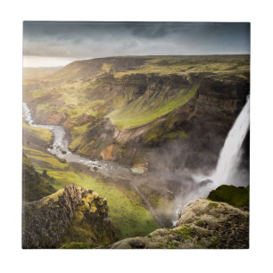 Sommer Haifoss Wasserfall-  in Island Fliese