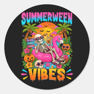 Sommer Halloween Stimmung Sommer Skelett Halloween Runder Aufkleber