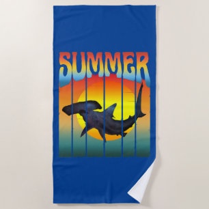 SOMMER-HAMMERHAI-SONNENUNTERGANG STRANDTUCH