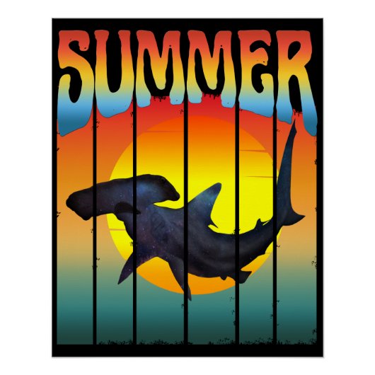 SOMMER-HAMMERHAIHAI SONNENUNTERGANG POSTER (Vorderseite)