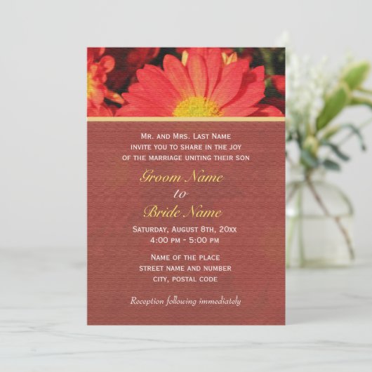 Sommer, Herbst Blume Hochzeitseinladungen Einladung (Stehend Vorderseite)