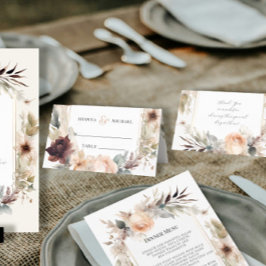 Sommer Herbst Mute BOHO Blumenhochzeit Empfang Platzkarte