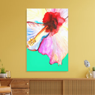 Sommer-Hibiskus-Aquarellkunst Leinwanddruck